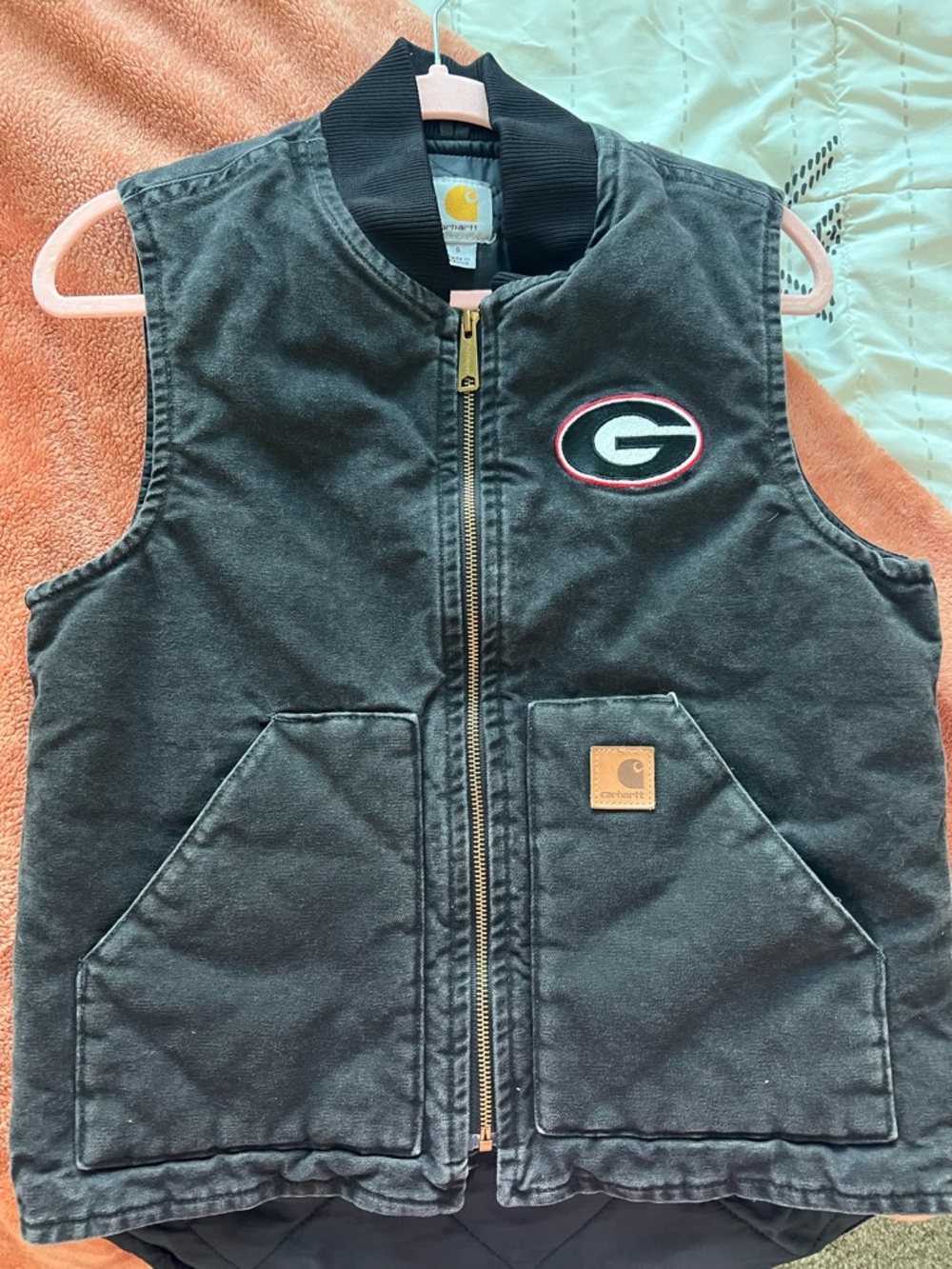 Carhartt Black Quilted-Lined Vest Georgia Patch